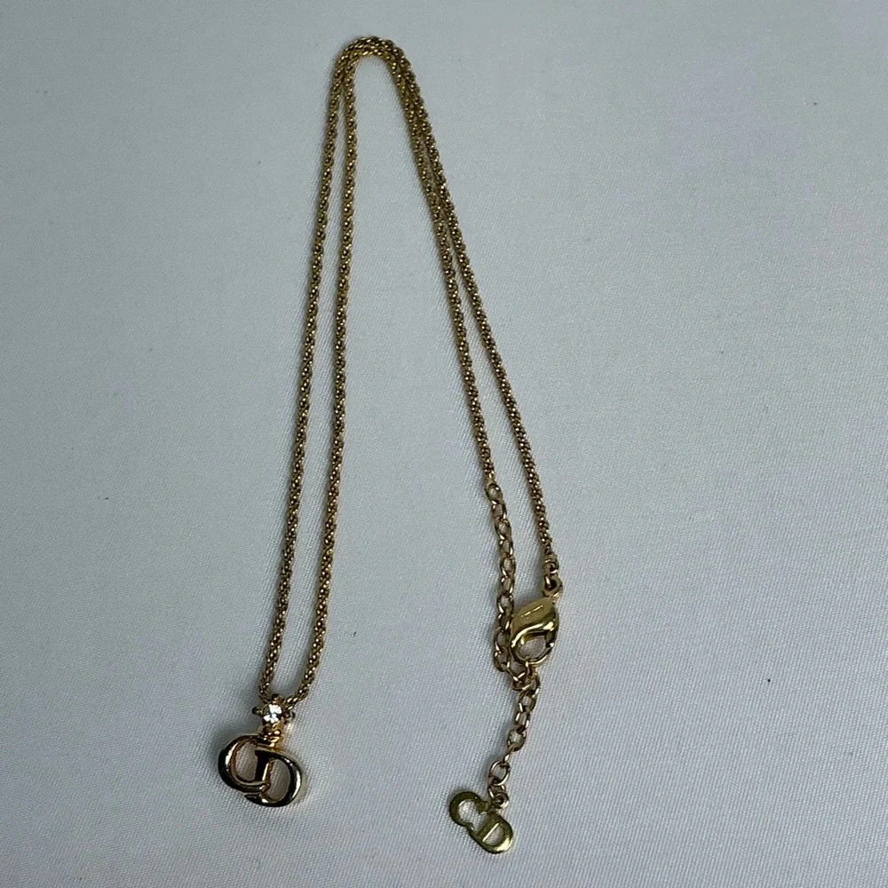 Christian Dior Gold Necklace with Logo Pendant - Picture 1 of 11